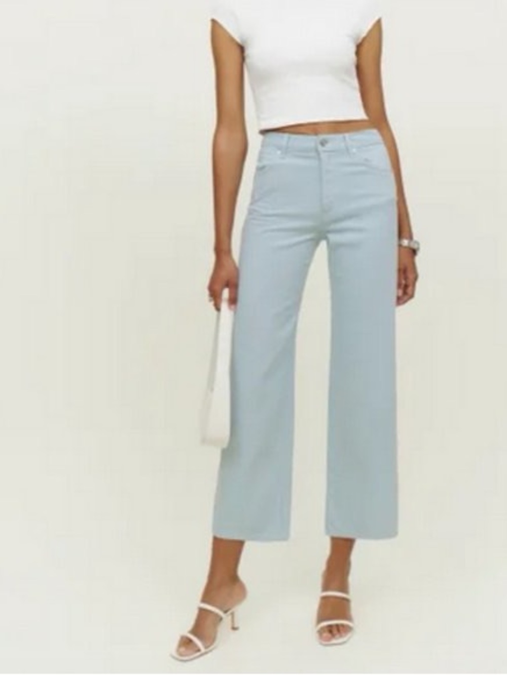 Reformation Cowboy High Rise Wide Leg Ankle Length Jeans in Powder Wash Size 26